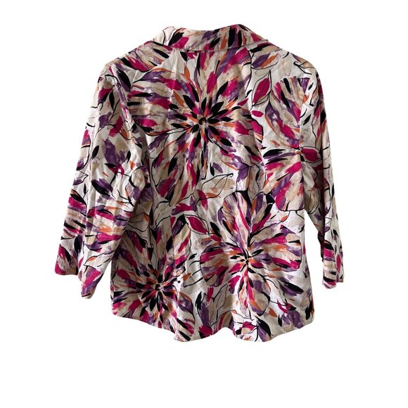 Additions By Chicos Button-Up Floral Jacket Size 2 Multicolor Cotton/Spandex - Picture 2 of 9